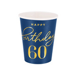 Happy Birthday 60 Becher, marineblau 220ml 6St.